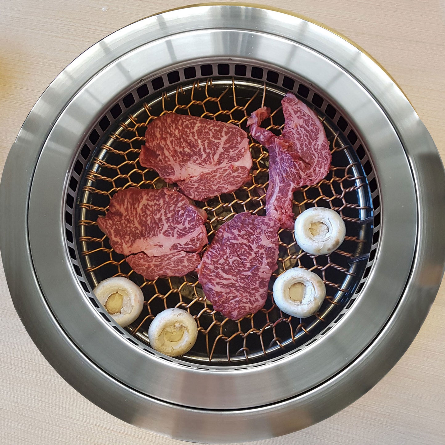 Say Cook DB-2017G Korean BBQ Grill Down Draft Gas Roaster with SC-9700 Hood Box Table Stand & Filter Box